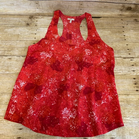 Joie red print silk racerback tank SZ M - Picture 1 of 4
